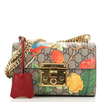 Gucci Padlock Shoulder Bag Tian Print GG Coated Canvas Small