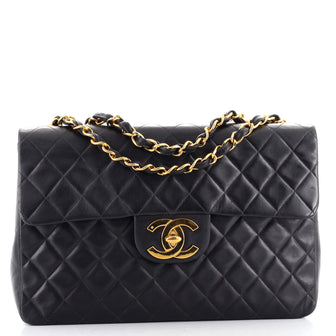 Chanel Vintage Classic Single Flap Bag Quilted Lambskin Maxi