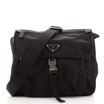 Prada Buckle Messenger Bag Tessuto Small