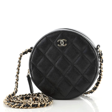 Chanel Round Clutch with Chain Quilted Caviar Mini