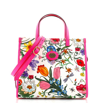 Gucci Convertible Open Tote Flora Canvas Small