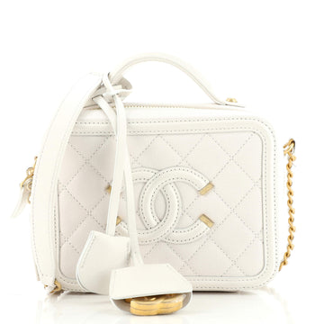Chanel Filigree Vanity Case Quilted Caviar Small