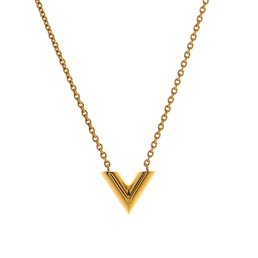 LOUIS VUITTON Esential V Gold plate Gold Necklace 300020044 –  BRANDSHOP-RESHINE