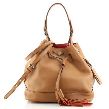 Prada Convertible Drawstring Bucket Bag Soft Calf Large