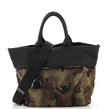Prada Convertible Double Tote Printed Tessuto