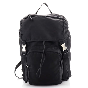 Prada Double Buckle Backpack Tessuto Large