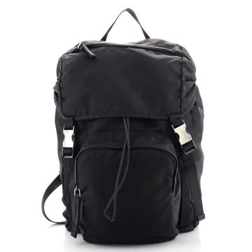 Prada Double Buckle Backpack Tessuto Large