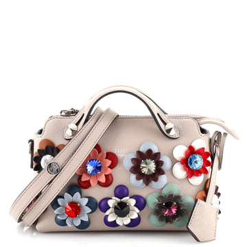 Fendi By The Way Satchel Floral Embellished Leather Mini
