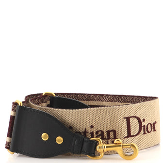 Christian Dior Logo Shoulder Strap Embroidered Canvas