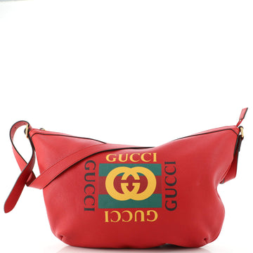 Gucci Logo Half-Moon Hobo Printed Leather