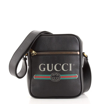 Gucci Logo Zip Messenger Bag Printed Leather Small