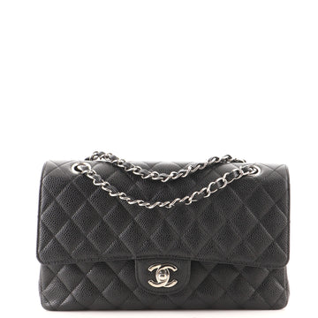 Chanel Vintage Classic Double Flap Bag Quilted Caviar Medium