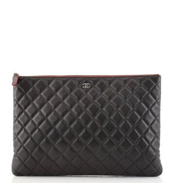 Chanel O Case Clutch Quilted Lambskin Large