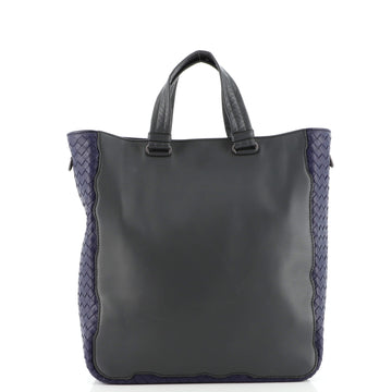 Bottega Veneta Front Zip Pocket Tote Leather with Intrecciato Detail Medium