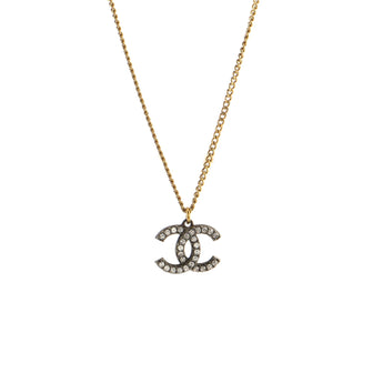 Chanel CC Long Pendant Necklace Crystal and Metal