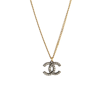 Chanel CC Long Pendant Necklace Crystal and Metal