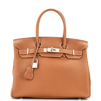 Hermes Birkin Handbag Brown Togo with Palladium Hardware 30