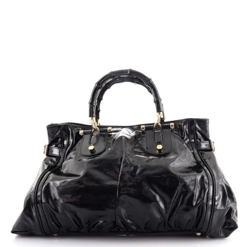 Gucci Pop Bamboo Tote Dialux Coated Canvas Small