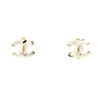 Chanel CC Two-Tone Clip On Earrings Metal