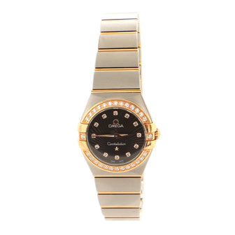 Omega Constellation Quartz Watch Stainless Steel and Rose Gold with Diamond Bezel and Markers 24