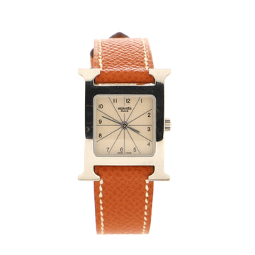 Hermes Heure H Quartz Watch Stainless Steel and Leather 21