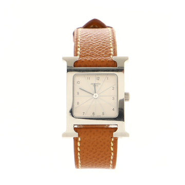 Hermes Heure H Quartz Watch Stainless Steel and Leather 21