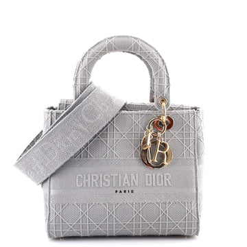 Christian Dior Lady D-Lite Bag Cannage Embroidered Canvas Medium