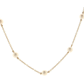 Mikimoto Pearl Station Necklace 18K White Gold and Akoya Pearls