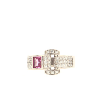 Piaget Miss Protocole Ring 18K White Gold and Diamonds with Pink Sapphire