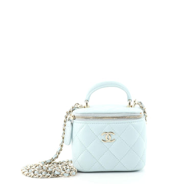 Chanel Classic Top Handle Vanity Case with Chain Quilted Lambskin Mini