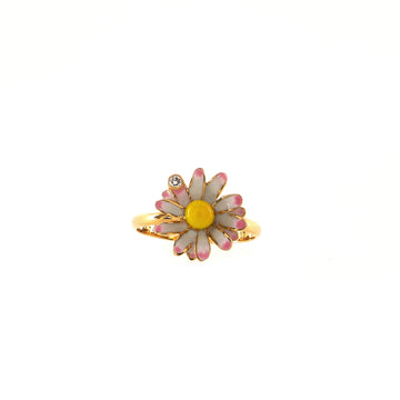 Christian Dior Diorette Daisy Ring 18K Yellow Gold with Enamel and Diamond