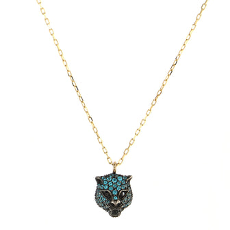 Gucci Le Marche Des Merveilles Pendant Necklace 18K Yellow Gold and Sterling Silver with Blue Topaz, Black Spinel and Pearl
