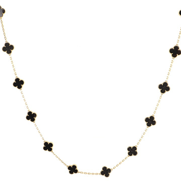 Van Cleef & Arpels Vintage Alhambra 20 Motifs Necklace 18K Yellow Gold and Onyx