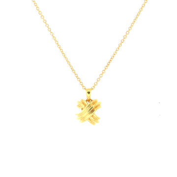 Tiffany & Co. Signature X Pendant Necklace 18K Yellow Gold Small