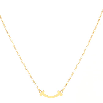 Tiffany & Co. T Smile Pendant Necklace 18K Yellow Gold Mini