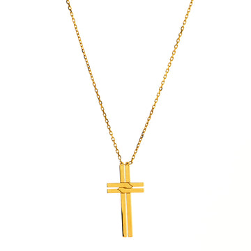 Cartier Cross Pendant Necklace 18K Yellow Gold