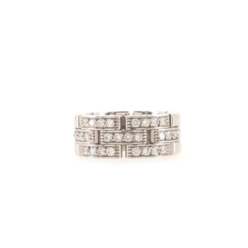 Cartier Maillon Panthere 3 Row Band Ring 18K White Gold with Half Diamonds