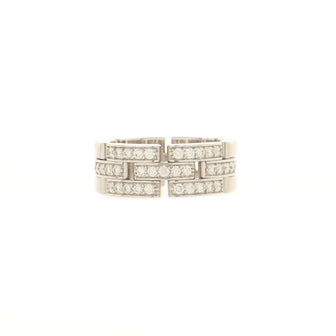 Cartier Maillon Panthere 3 Row Band Ring 18K White Gold with Half Diamonds