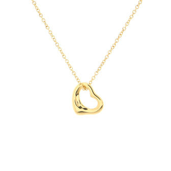 Tiffany & Co. Elsa Peretti Open Heart Pendant Necklace 18K Yellow Gold 11mm