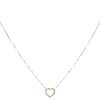 Tiffany & Co. Metro Heart Pendant Necklace 18K White Gold and Diamonds Mini