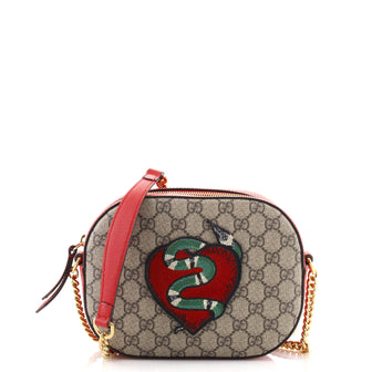 Gucci Chain Crossbody Bag Embroidered GG Coated Canvas Mini
