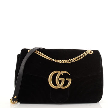 Gucci GG Marmont Flap Bag Matelasse Velvet Medium