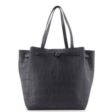 Celine Phantom Tie Cabas Tote Crocodile Embossed Leather Small