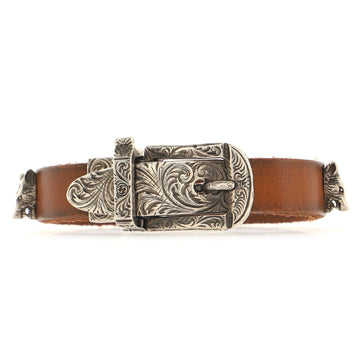 Gucci Anger Forest Wolf Head Buckle Bracelet Leather with Metal