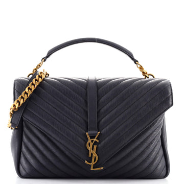 Saint Laurent Classic Monogram College Bag Matelasse Chevron Leather Large