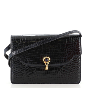 Gucci Vintage Lock Flap Shoulder Bag Crocodile Small