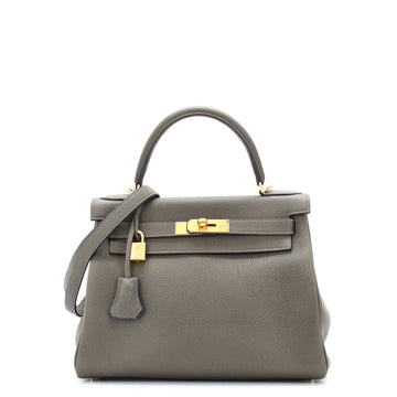 Hermes Kelly Handbag Green Togo with Gold Hardware 28
