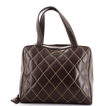 Chanel Surpique Boston Bag Quilted Leather Large