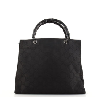 Gucci Vintage Bamboo Handle Tote GG Nylon Medium