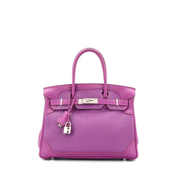 Hermes Birkin Ghillies Bag Purple Togo and Swift with Palladium Hardware 30